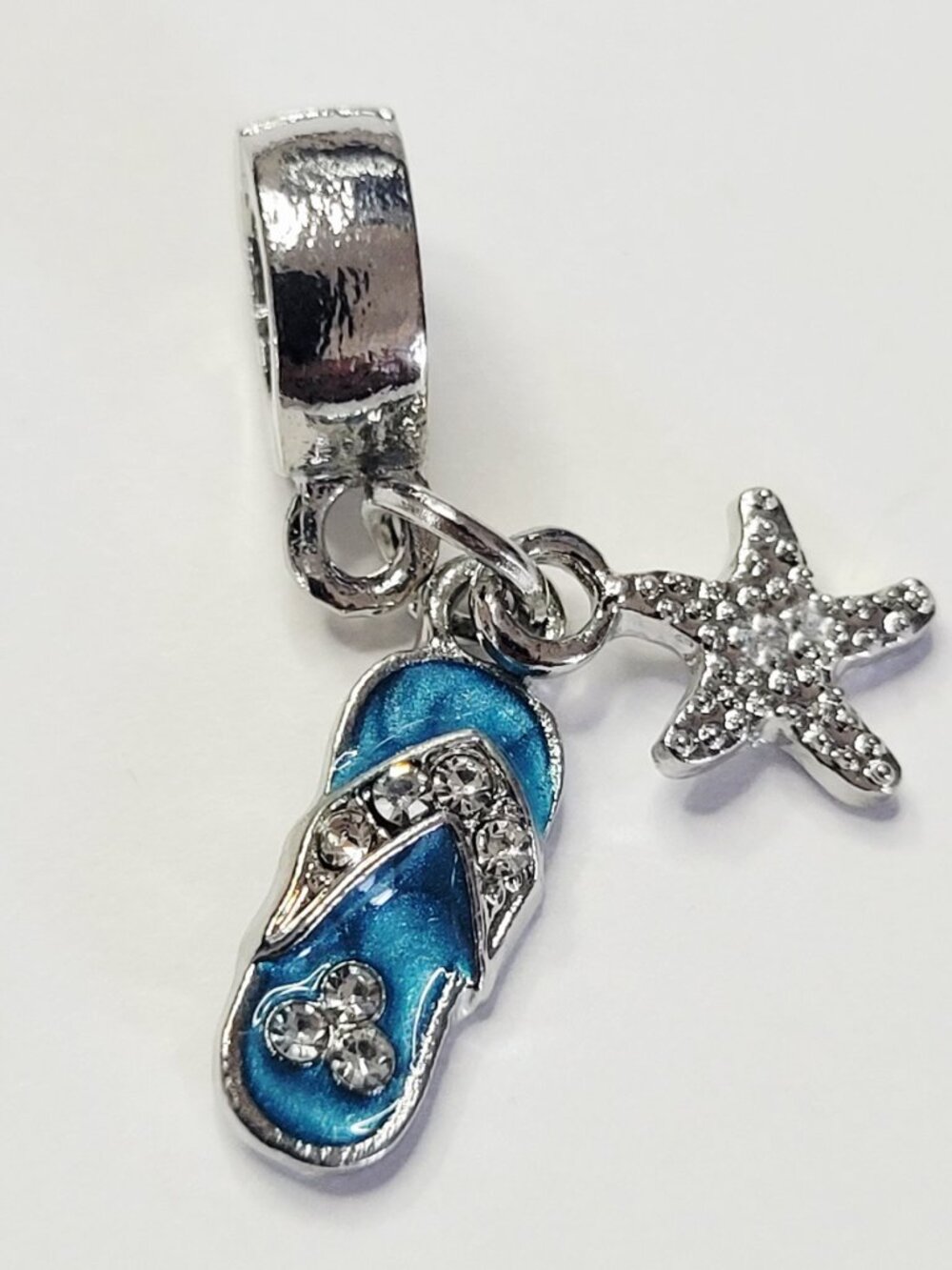 NWT For Pandora Charm Bracelet Blue Silver Color Sandal Starfish Dangle Charm - Picture 4 of 4